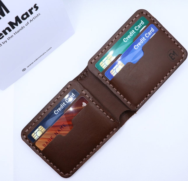 No. 230 - Handmade Heavy-Stitch Bifold Leather Wallet – Premium Brown Leather, Durable & Spacious